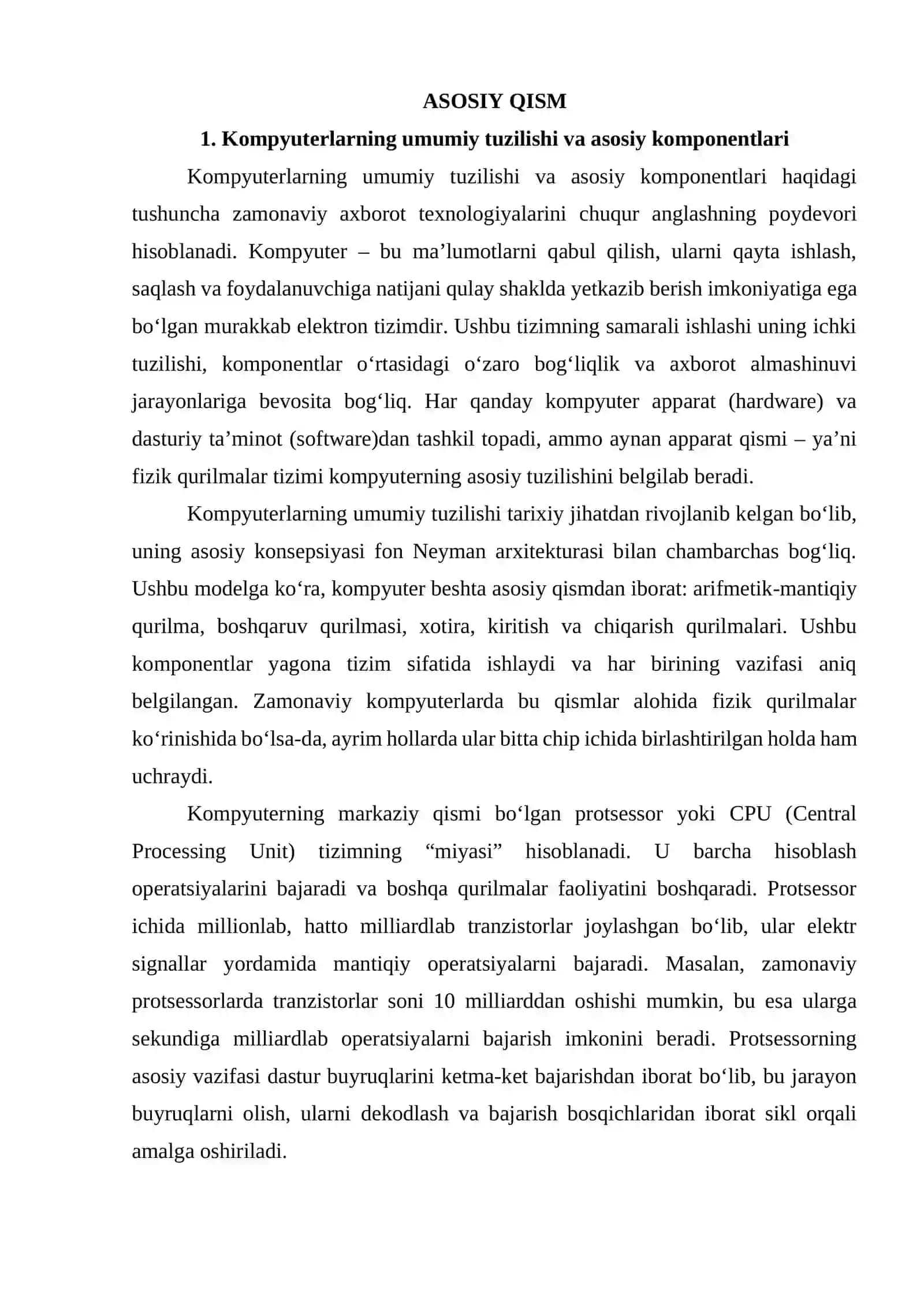 Kompyuterlar tuzilishi, protsessorlar 4