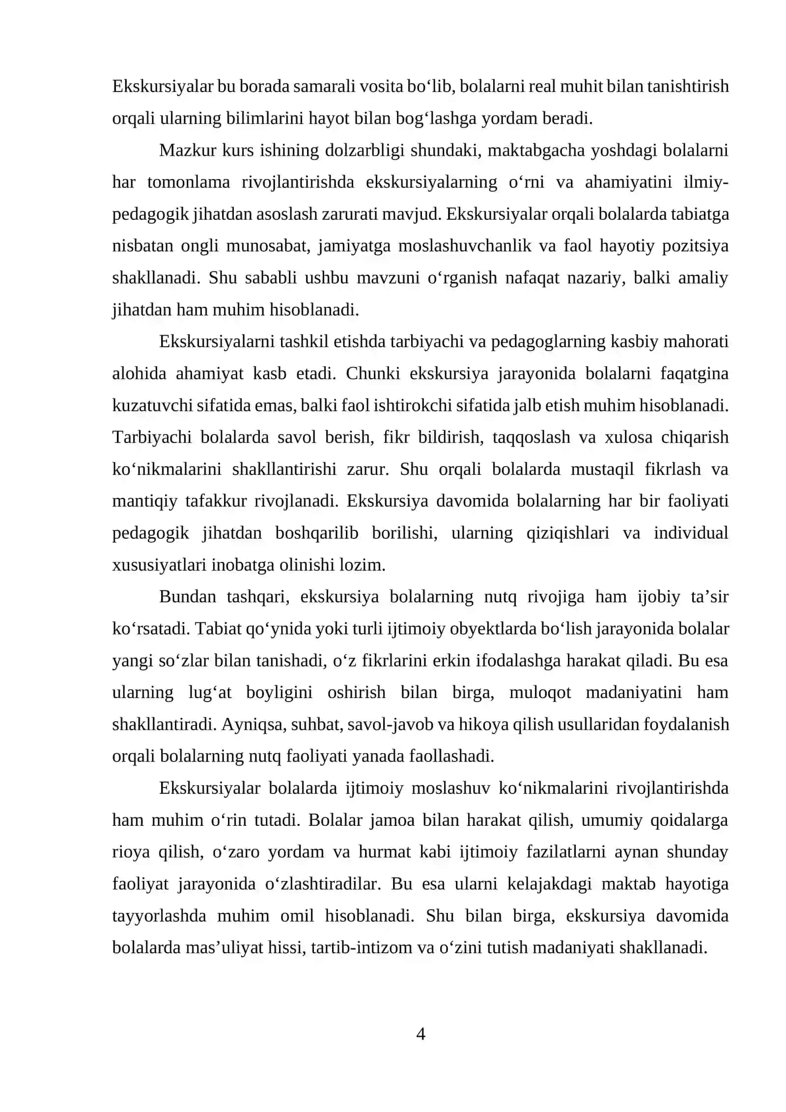 Maktabgacha ta’limda ekskursiya tashkil etish metodikasi 4
