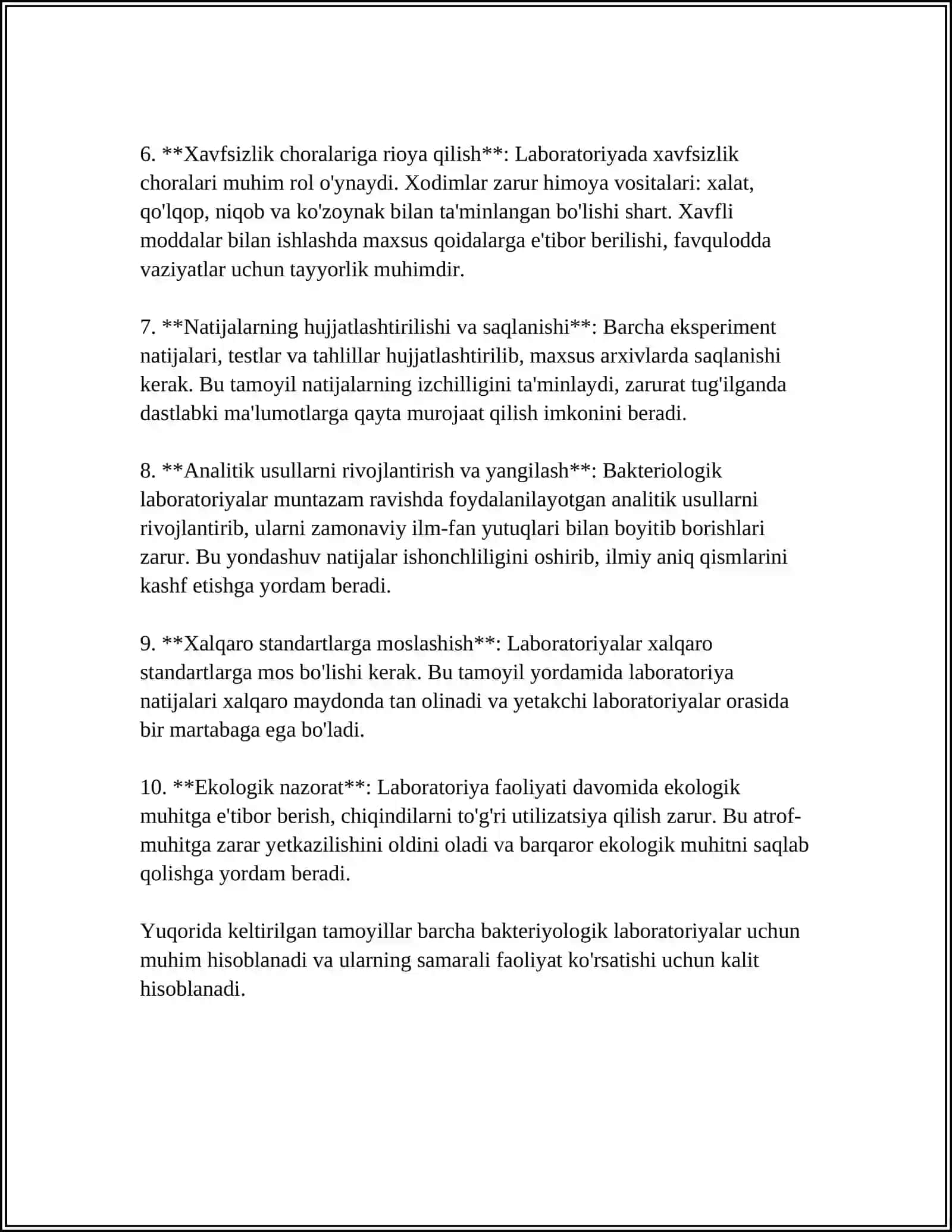 BAKTERIYALOGIK, VIRUSOLOGIK VA SEROLOGIK LABORATORIYALARNI TASHKIL QILISH PRINSIPLARI 4