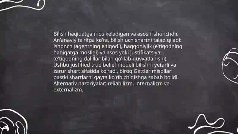 Bilish falsafasi (epistemologiya) 4