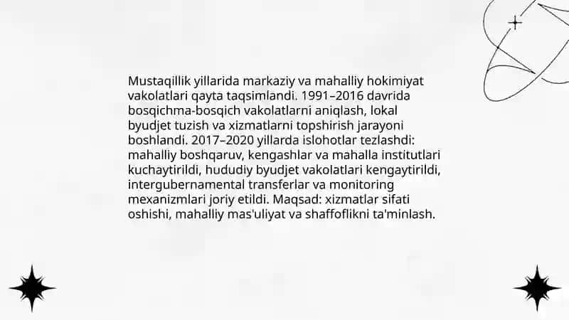 Mustaqillik yillarida davlat boshqaruvi tizimida amalga oshirilgan islohotlar 4