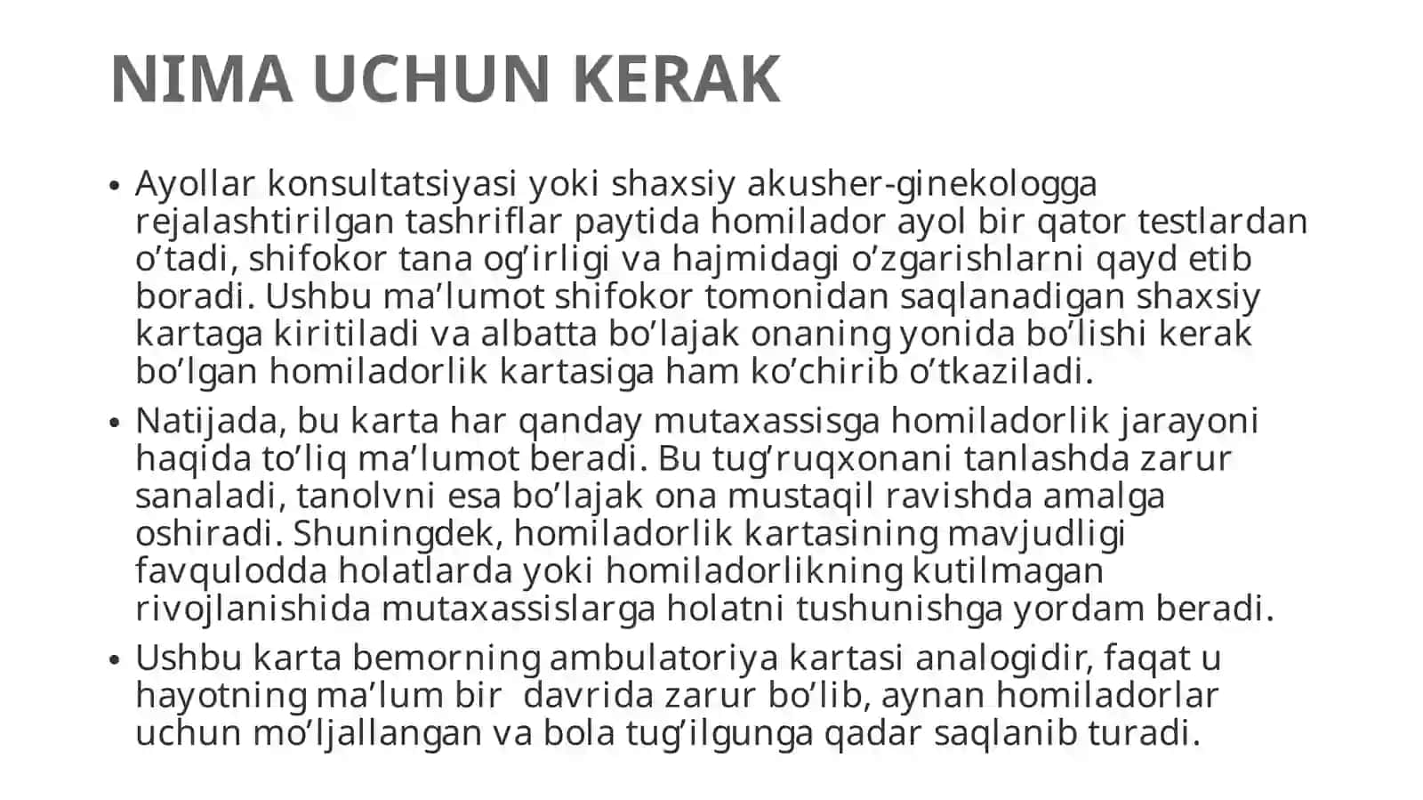 Antenatal kuzatuvning zamonaviy konsepsiyasi. Homiladorlikni baholash 4