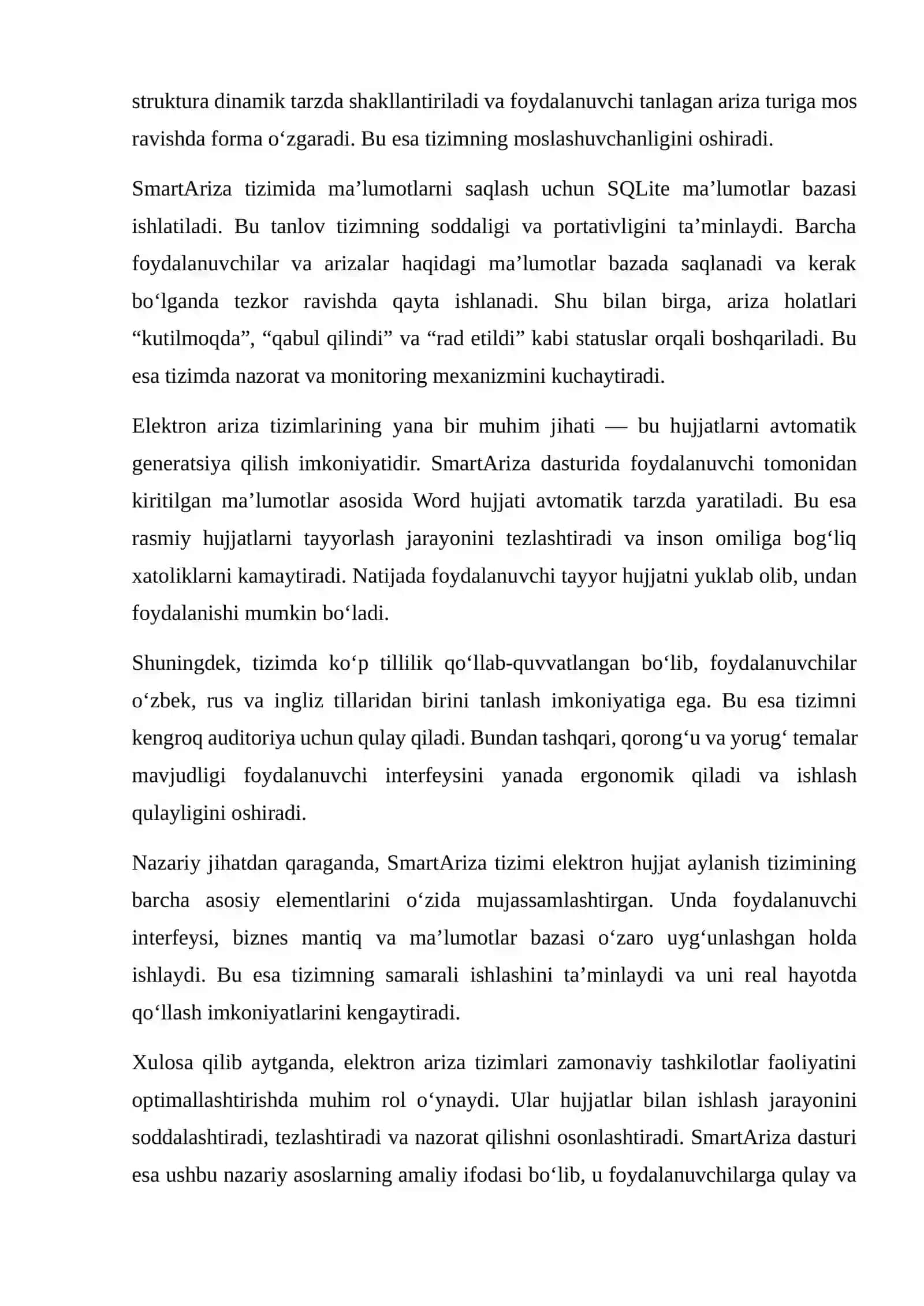 “SMARTARIZA” TIZIMIDA ELEKTRON HUJJAT AYLANISHI VA FOYDALANUVCHI JARAYONLARINI TASHKIL ETISH 4