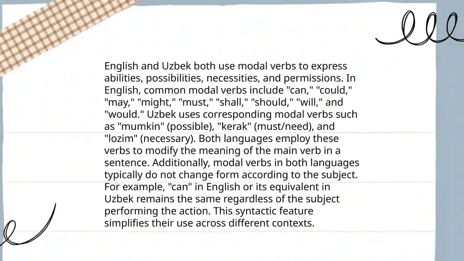 Comparison of Modal verbs in English an Uzbek 4