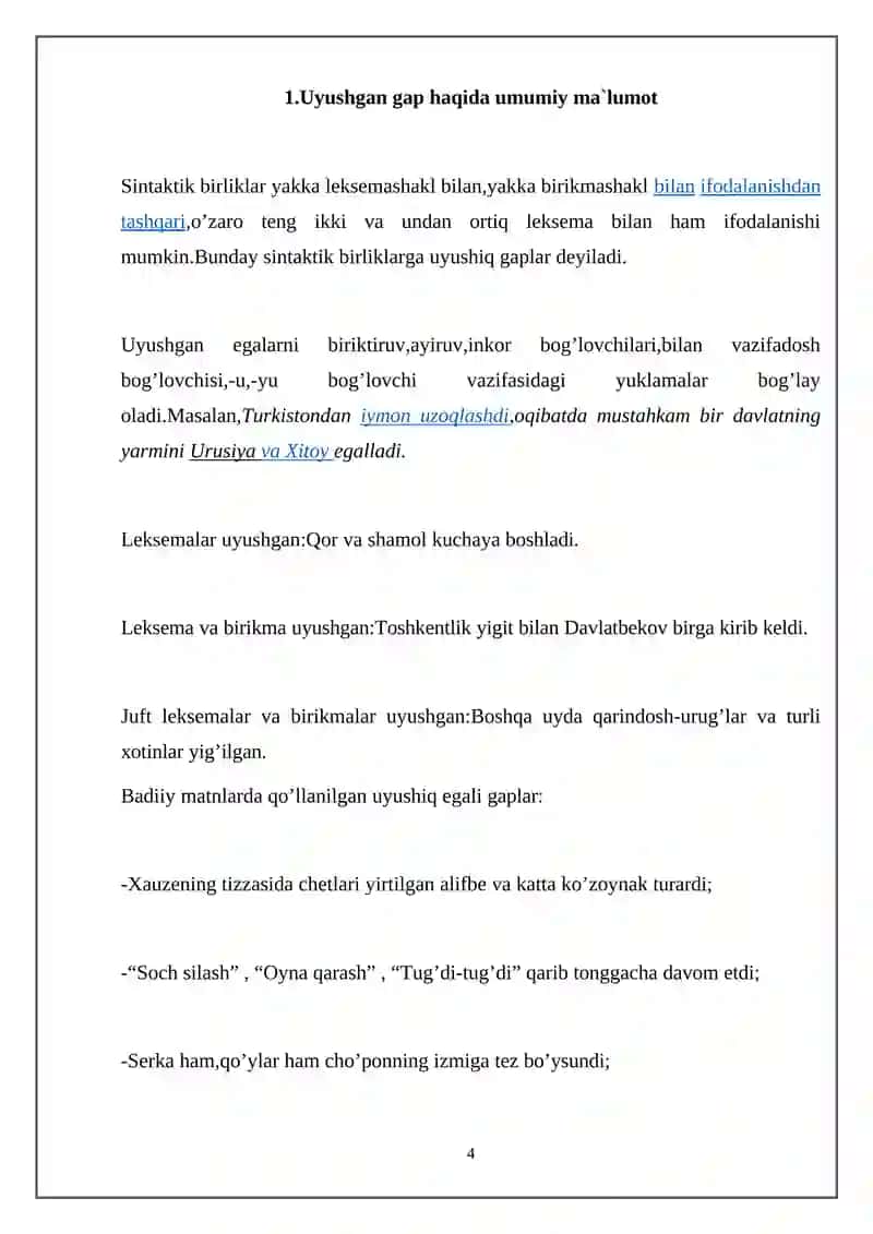 HOZIRGI O‘ZBEK ADABIY TILI” KURSI 4