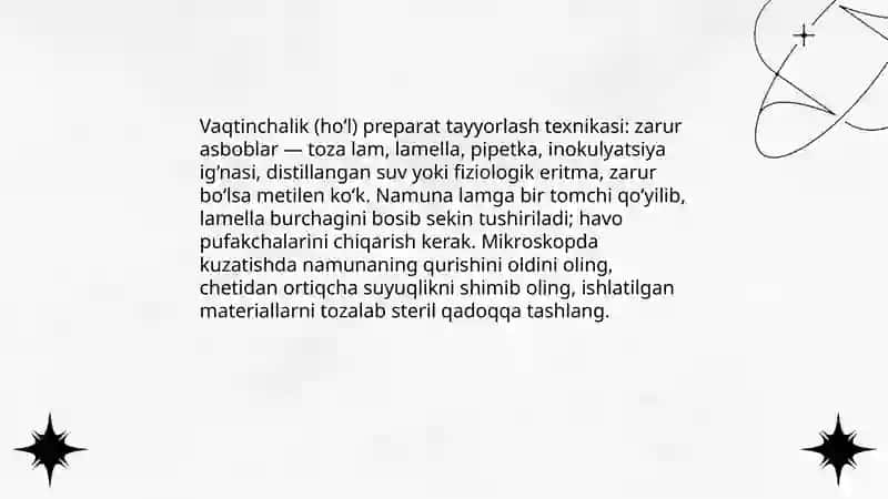 Vaqtinchalik preparat tayyorlash 4