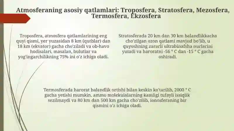 Atmosfera qavatlariga tarif 4
