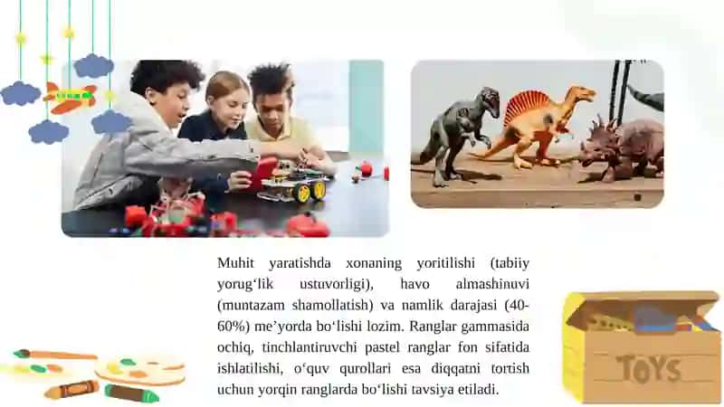 Ilk Yoshdagi Bolalar Bilan Korrektsion va Rivojlantiruvchi Muhitni Yaratishga Qo’yiladigan Talablar 4