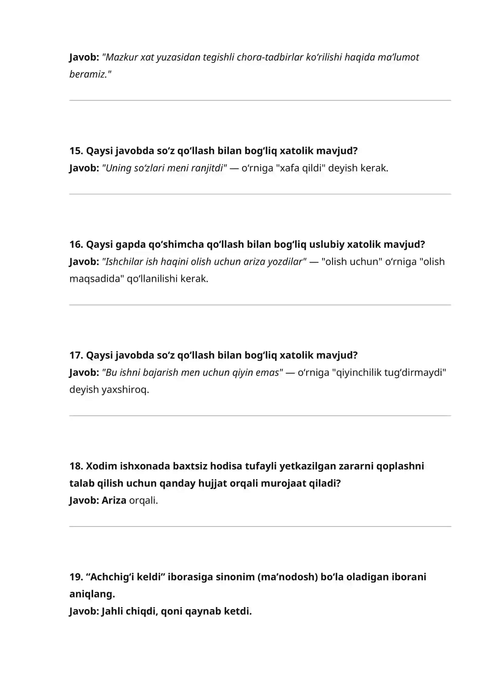 Agros test 2026 davlat tilidan tushadigan savollar javoblari bilan 4