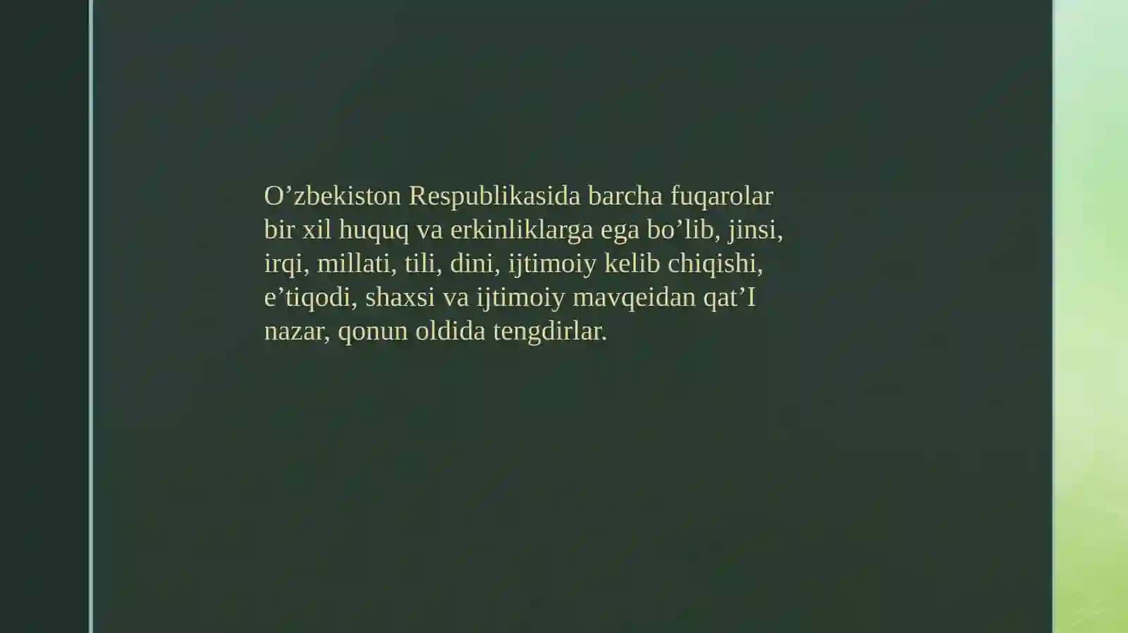O`zbekistondainson huquqlari va erkliklar kafolatining yaratilishi 4