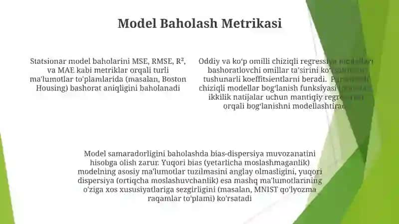 Parametrli chiziqli modellarda bog'lanish chiziqli va xato a'zosi 4