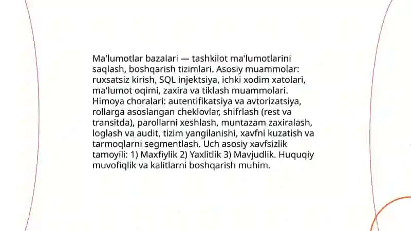 Informatika muammolari va axborotlashtirish vositalari 4