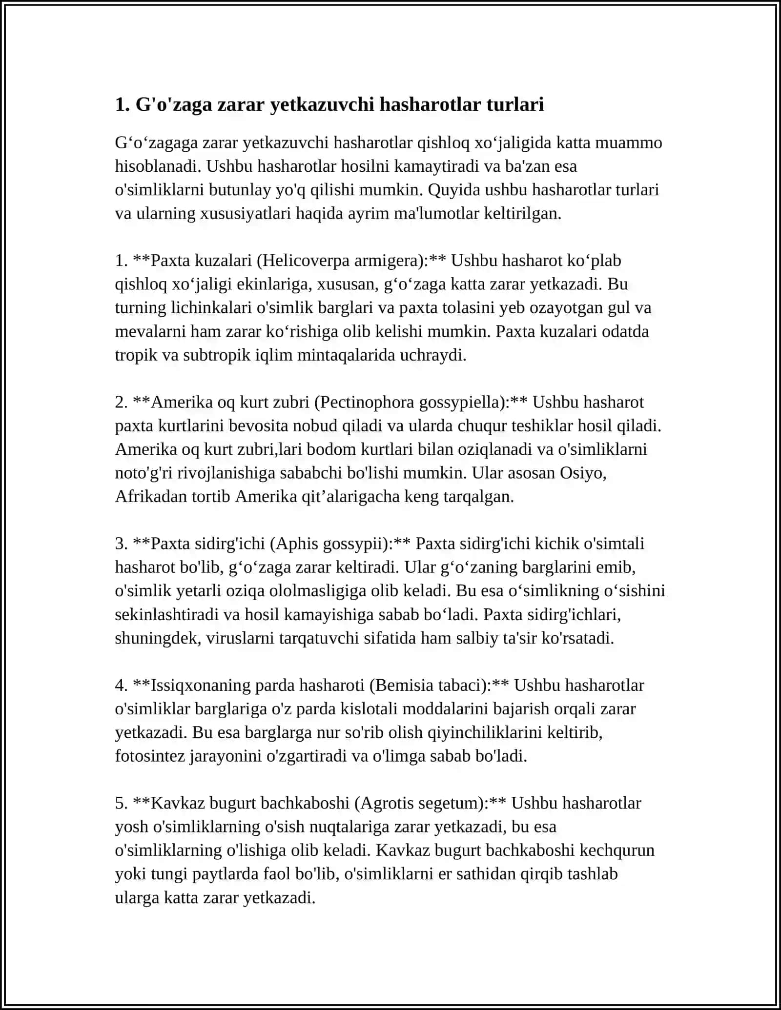 G'O'ZAGA ZARAR YETKAZUVCHI HASHORATLAR 4