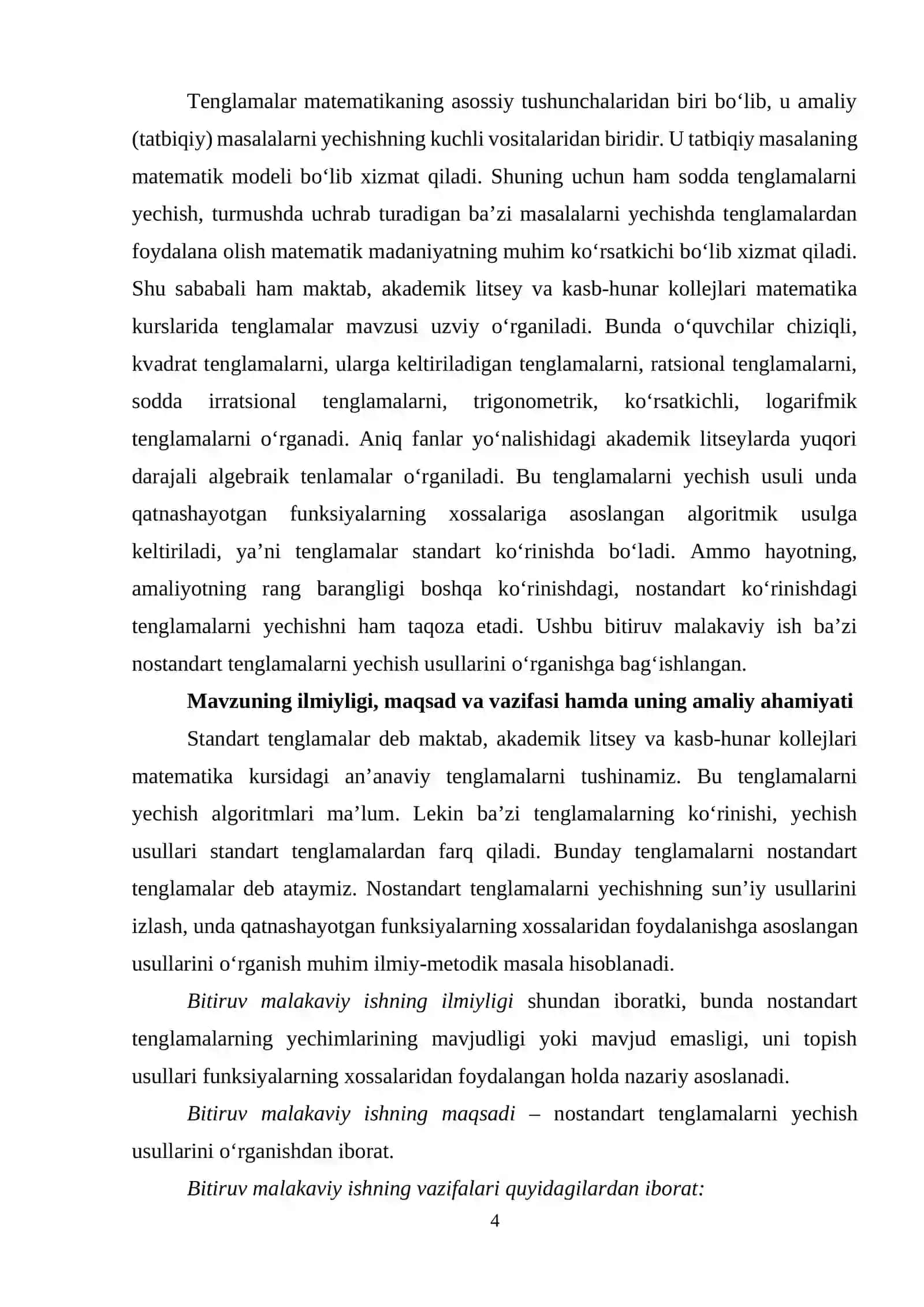 Nostandart tenglamalarni yechishning ba`zi usullari 4