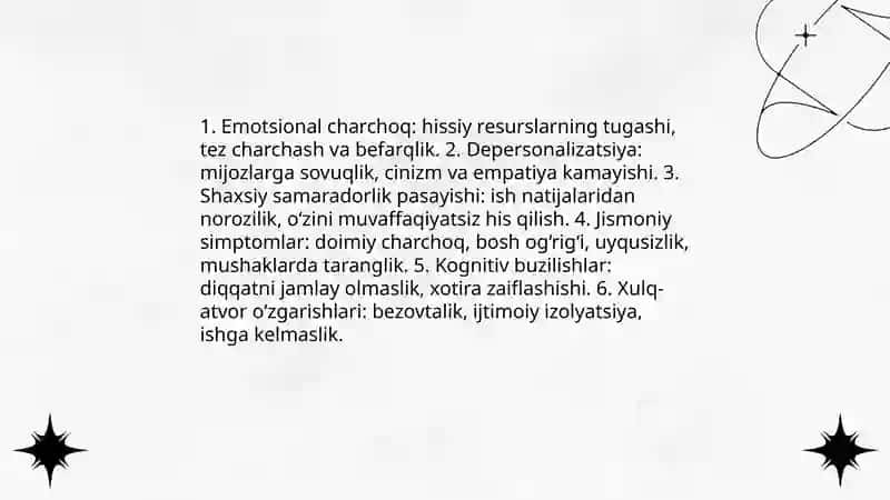 Ijtimoiy ishda kasbiy charchash muammolari 4