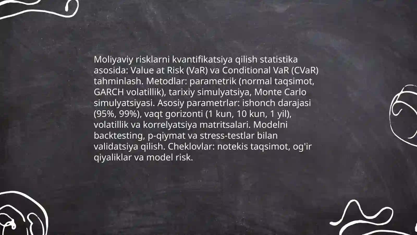 Korxonalarda moliyaviy risklarni boshqarish va baholash 4