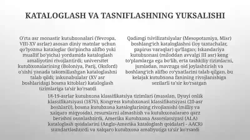 19-asrda kutubxonashunoslik fanining rivojlanish bosqichlari 4