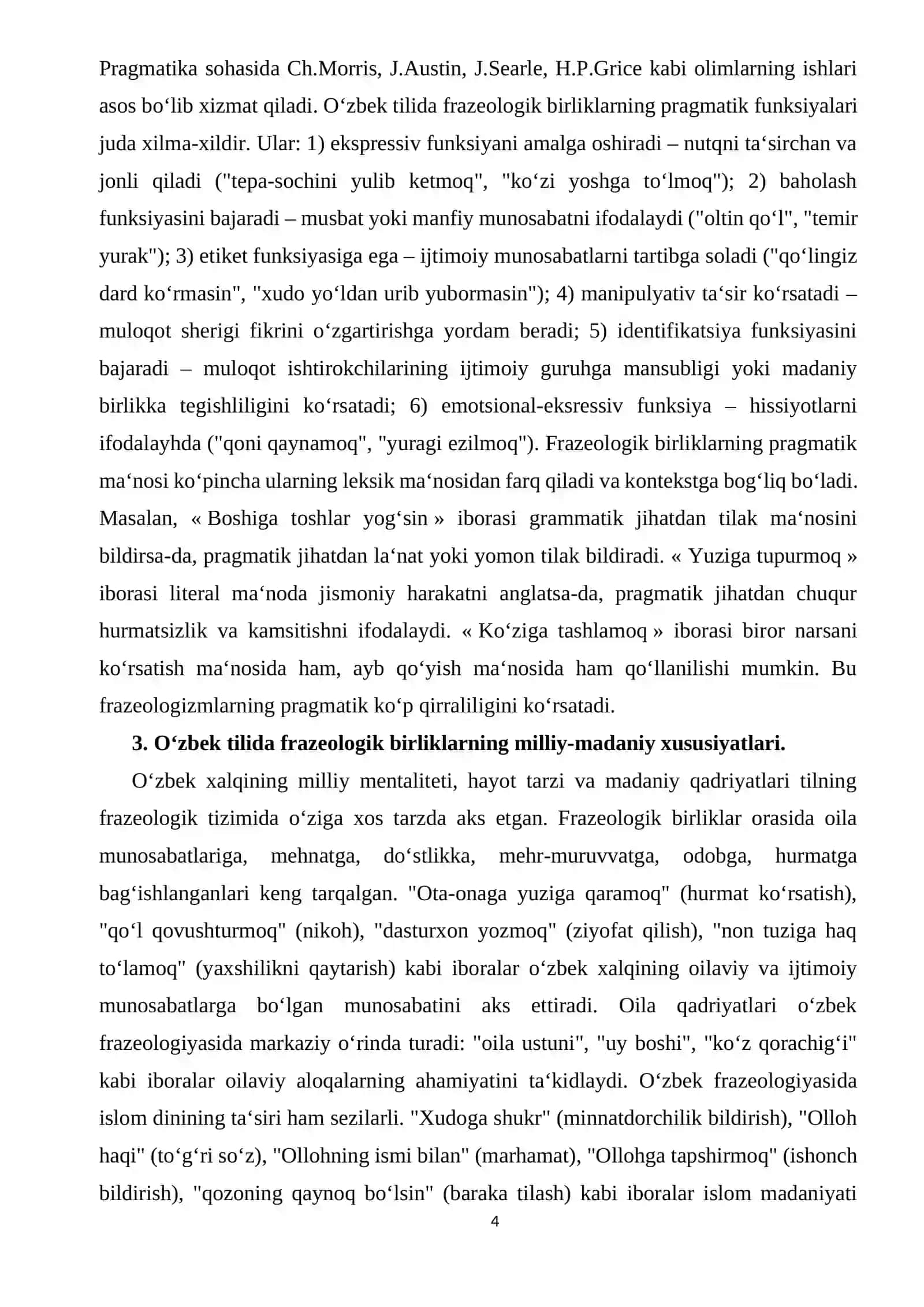 O‘zbek tilida olamning frazeologik manzarasining pragmatikasi 4