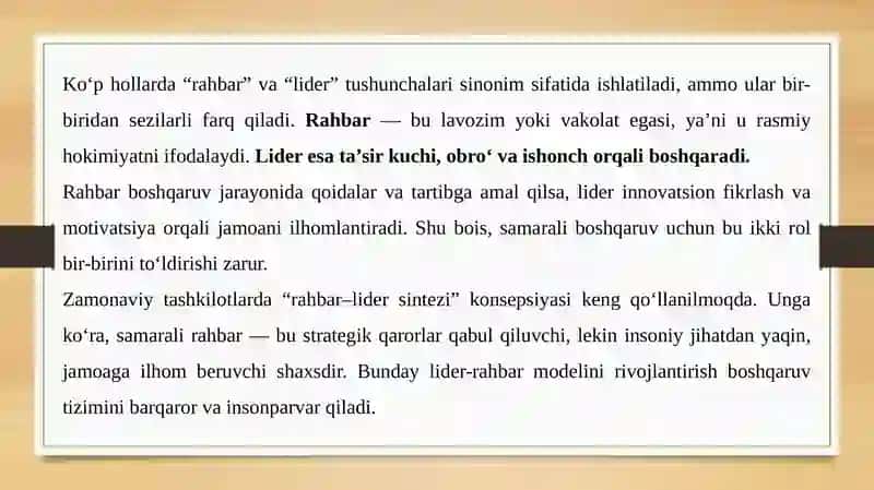 Liderlik uslublari va tashkilotni boshqarishga yondashuvlar 4