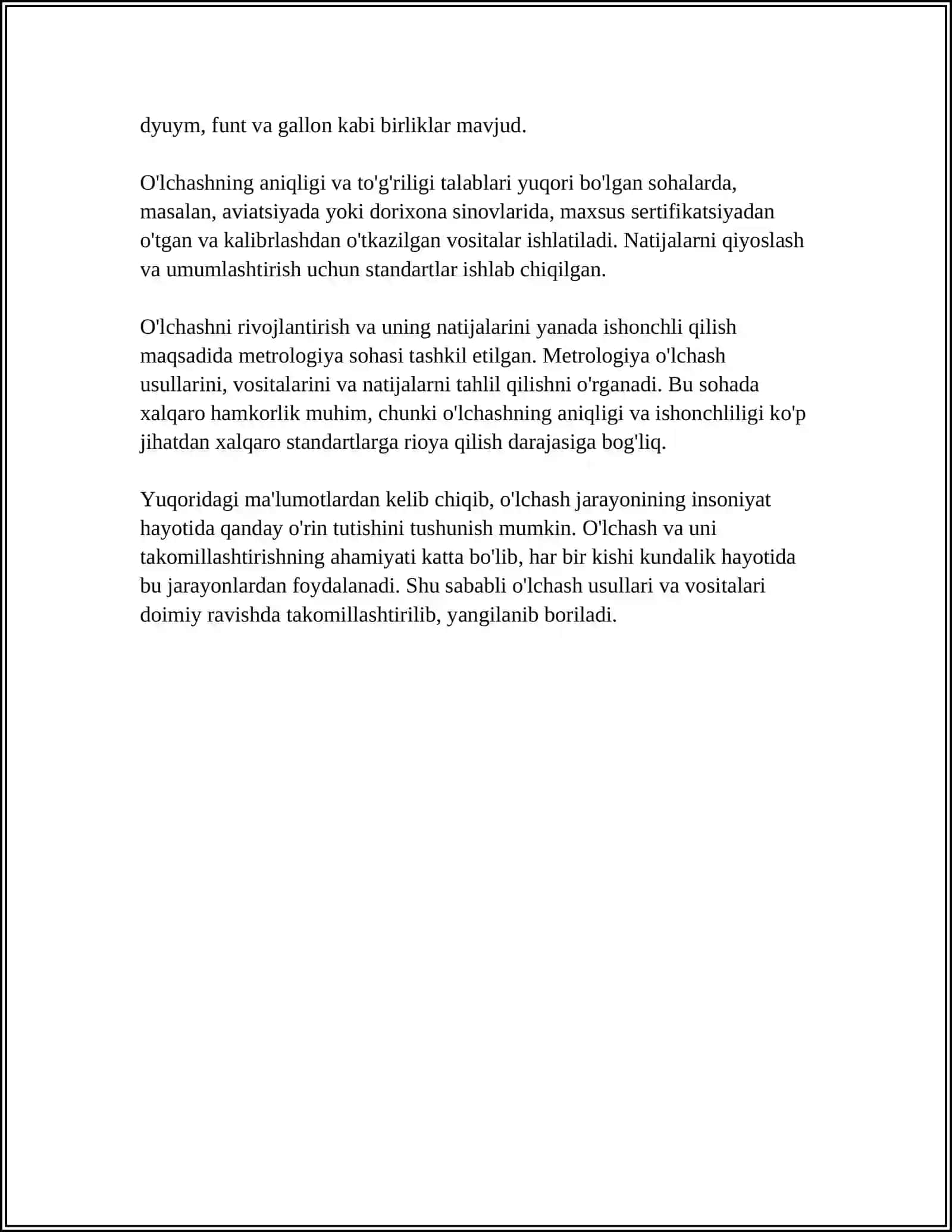 O’LCHASH USULLARI VA TURLARI 4