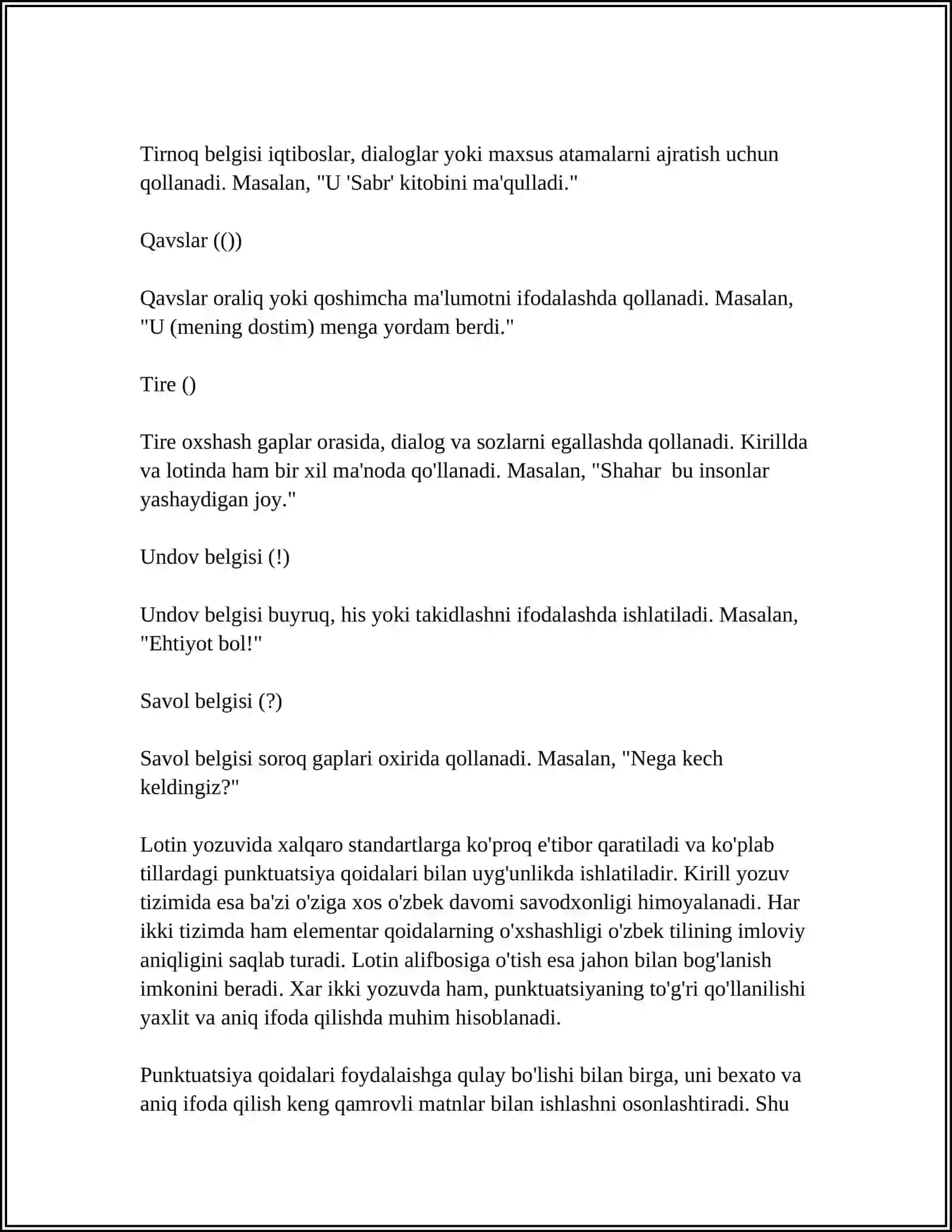 MATNLARNI PUNKTUATSION JIHATDAN TAHLIL QILISH 4