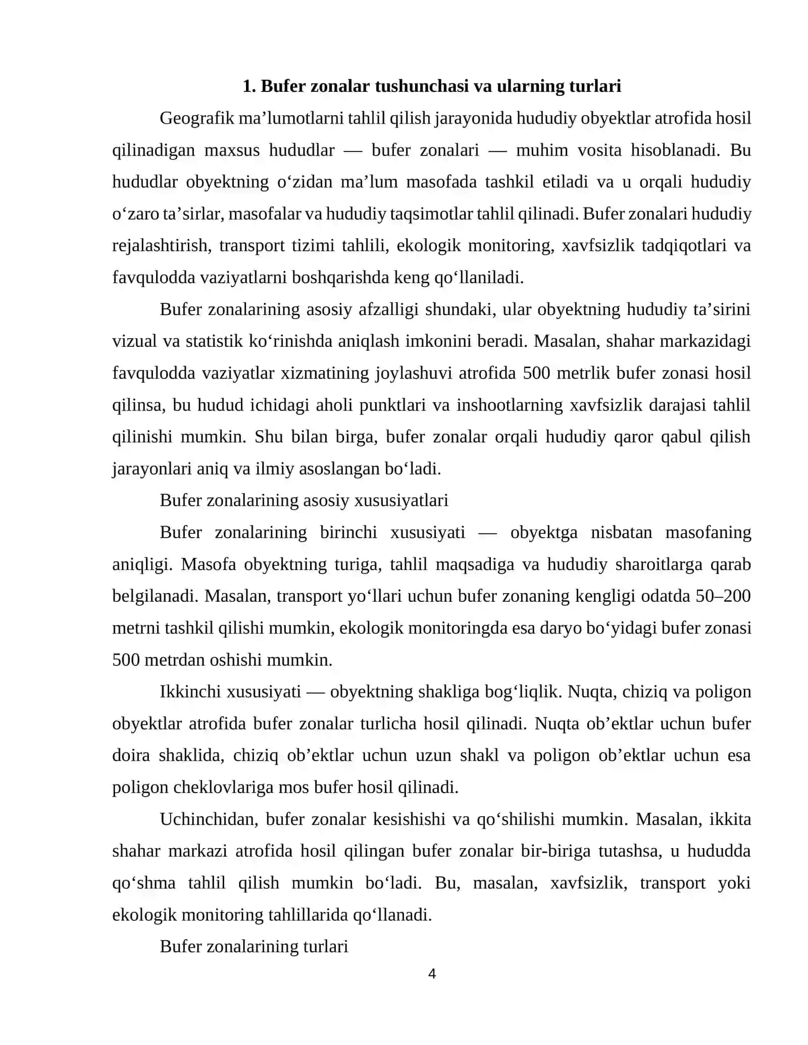 Buffer (bufer) zonalarini hosil qilish va tahlil qilish 4