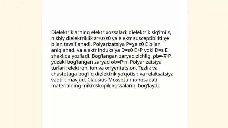 Elektir tokining turli muxitdagi tabiati 4