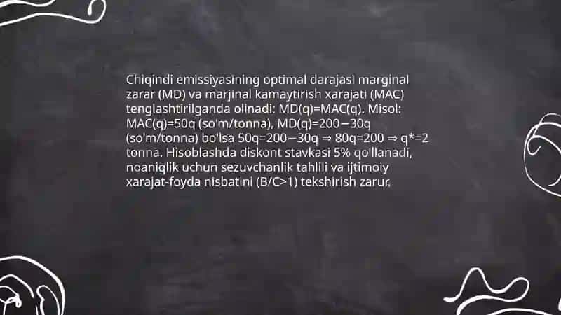 Atrof muhitni muhofaza qilish siyosati va chiqindilarning optimal darajasini aniqlash 4