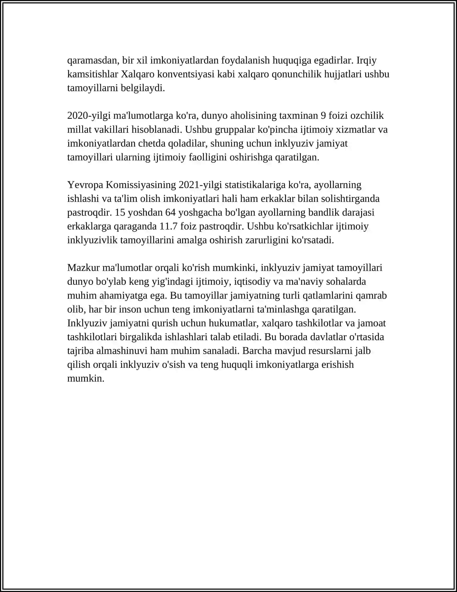 MAMLAKATIMIZDA INKLYUZIV IJTIMOIY MUNOSABATLARNI SHAKLLANISHI 4