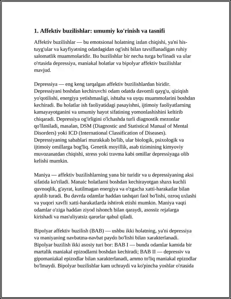 AFFEKITIV BUZILISHLAR DEPRESSIYA MANIYA BIOPOLYAR AFFEKITIV BUZILISHLAR 4