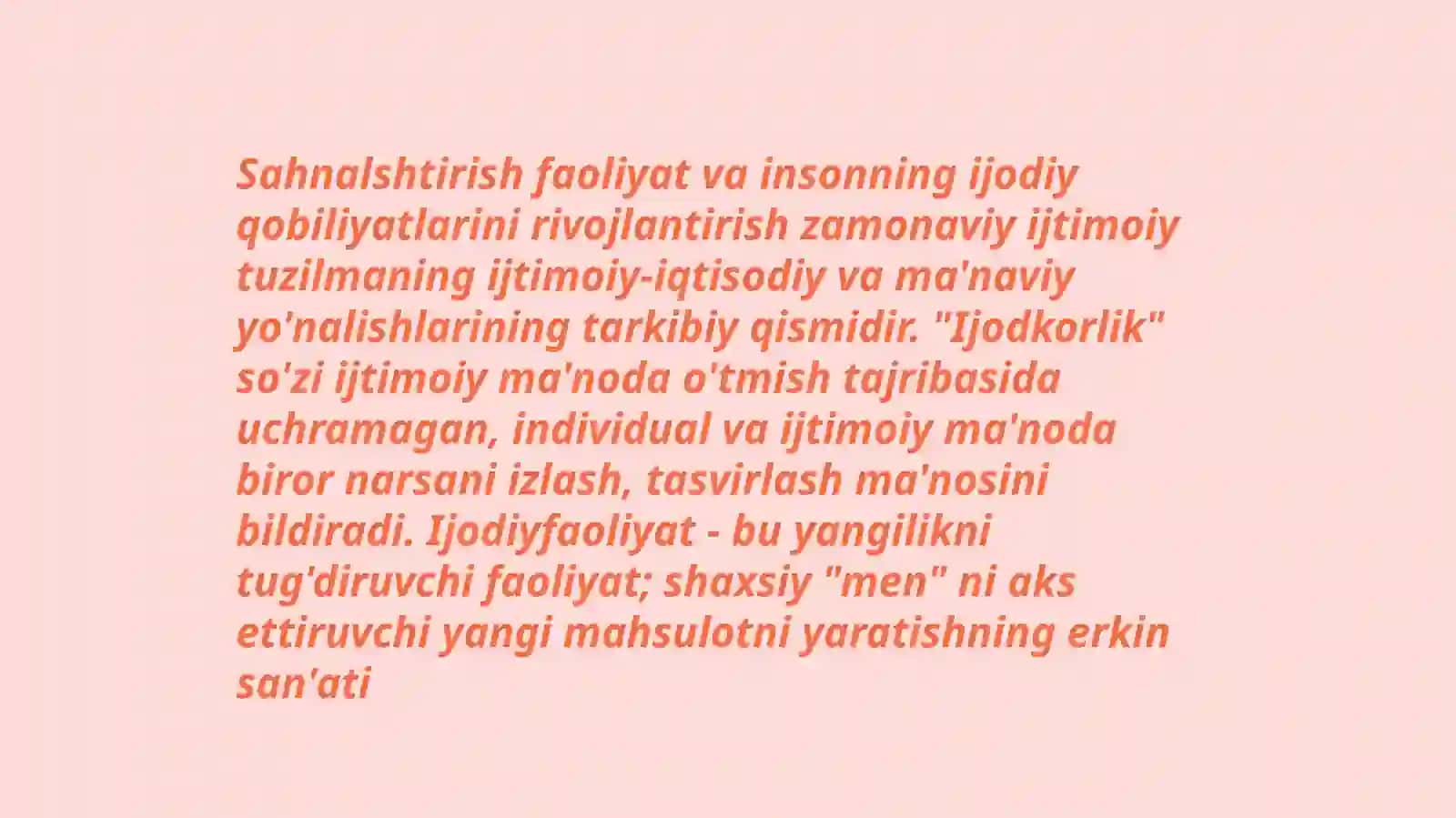 Bolalarni sahnalashtirish va ijodiy faoliyatga o'rgatish fanidan Taqdimoti 4
