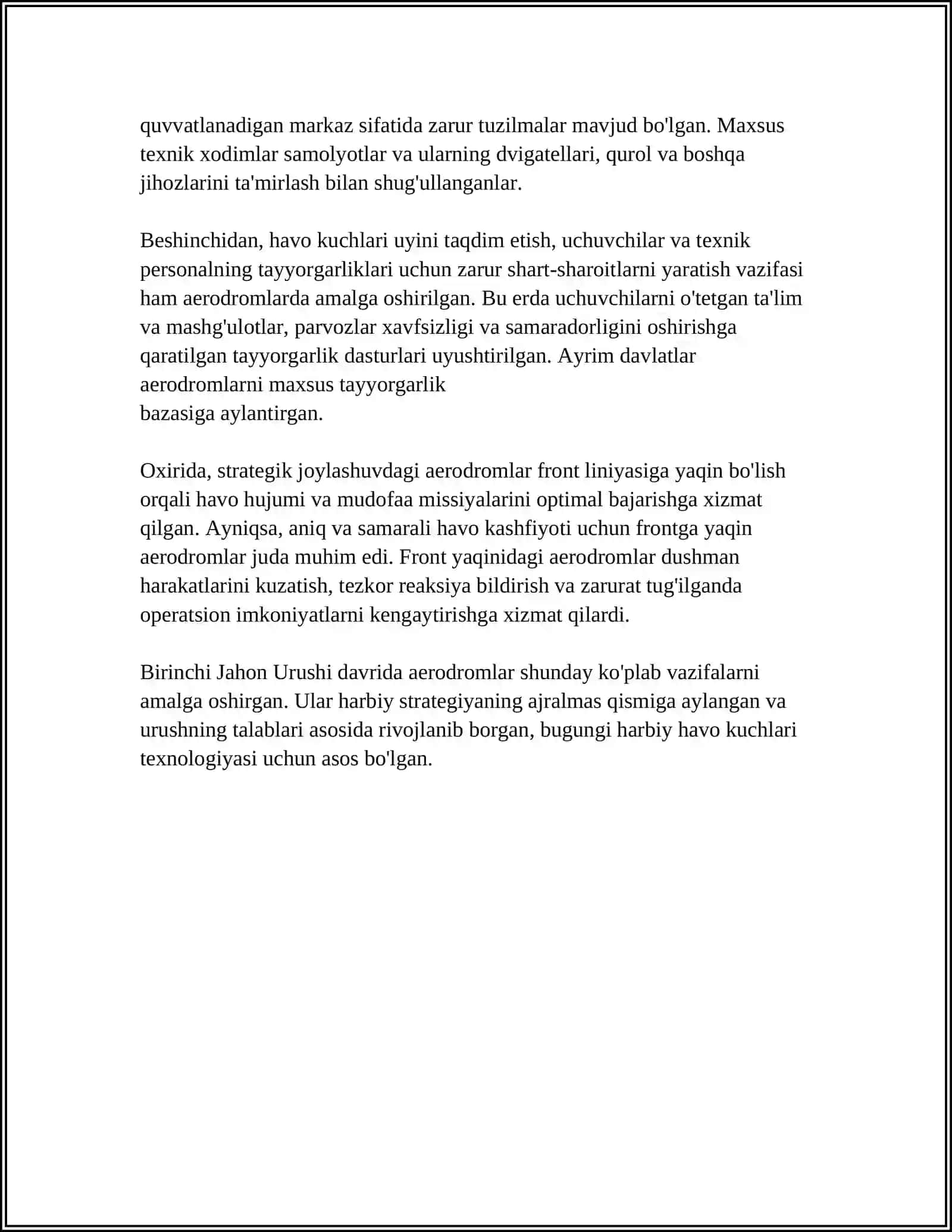 BIRINCHI JAHON URUSHI DAVRIDA AERODROMLARNING TASHKILIY TUZILISHI 4
