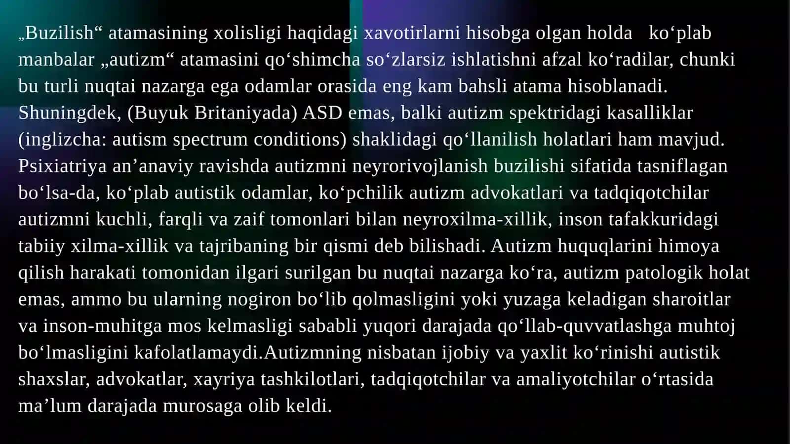 Autistik spektr buzilishi.(Autizm) 4