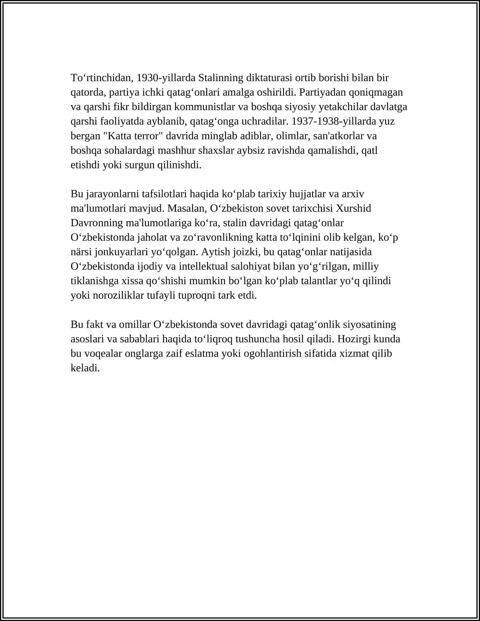 O‘ZBEKISTONDA AMALGA OSHIRILGAN QATAG’ONLIK SIYOSATI 4