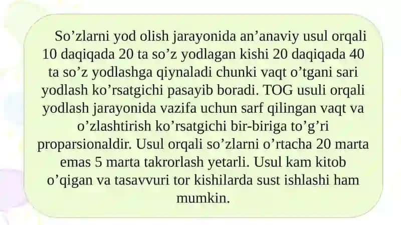SO’ZLARNI YOD OLISHDA TOG USULI 4