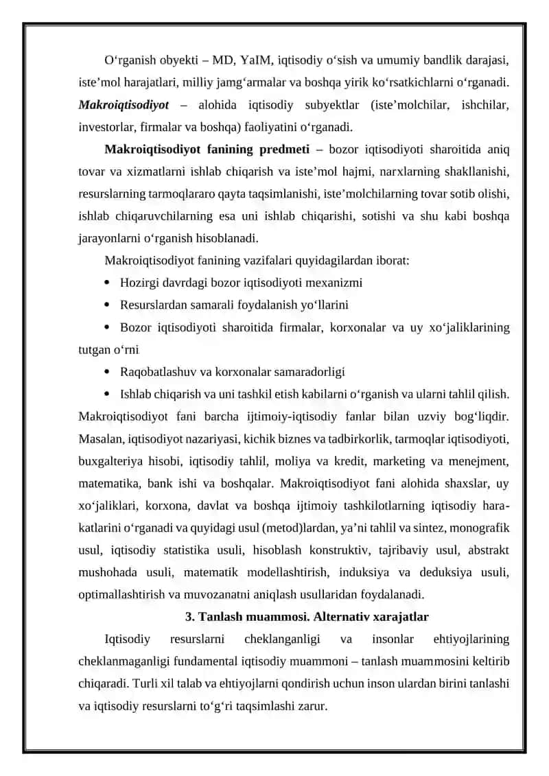 MAKROIQTISODIYOT FANINING PREDMETI, MAQSADI VA TADQIQOT USULLARI 4