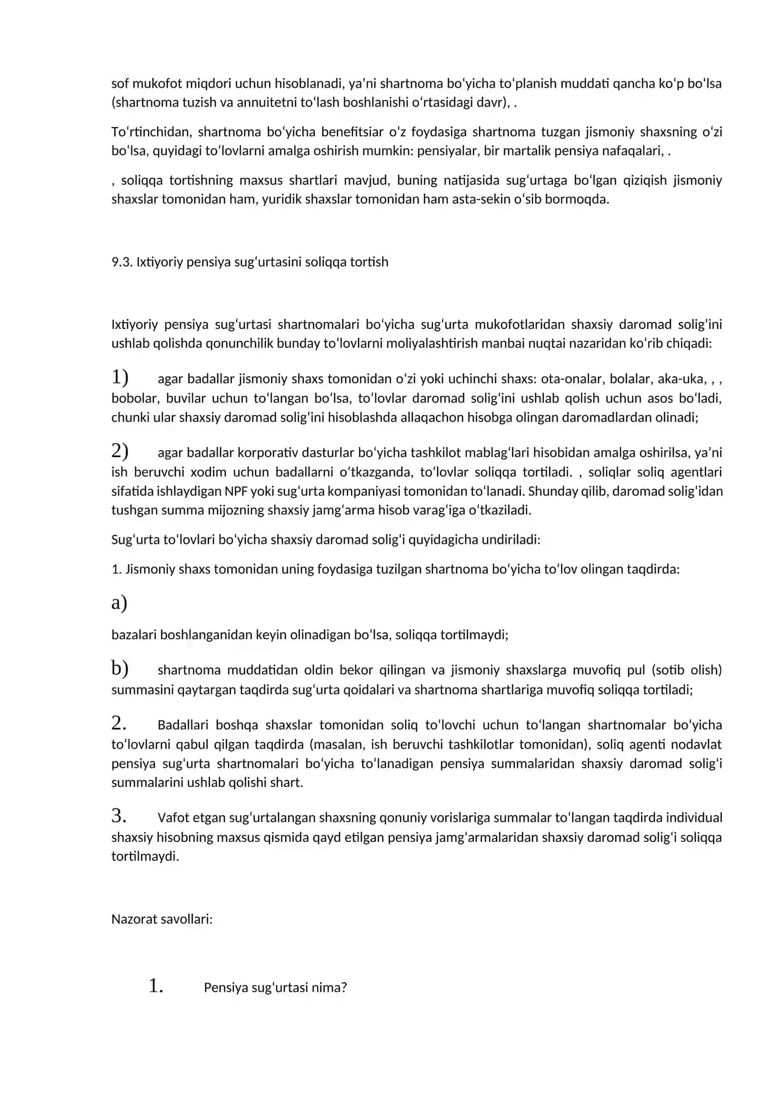 Pensiya sug‘urtasi tushunchasi va turlari 4