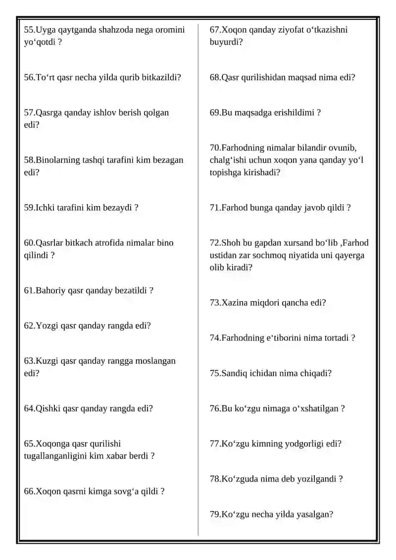 Dostoni Yuzasidan Savol-Javoblar 4