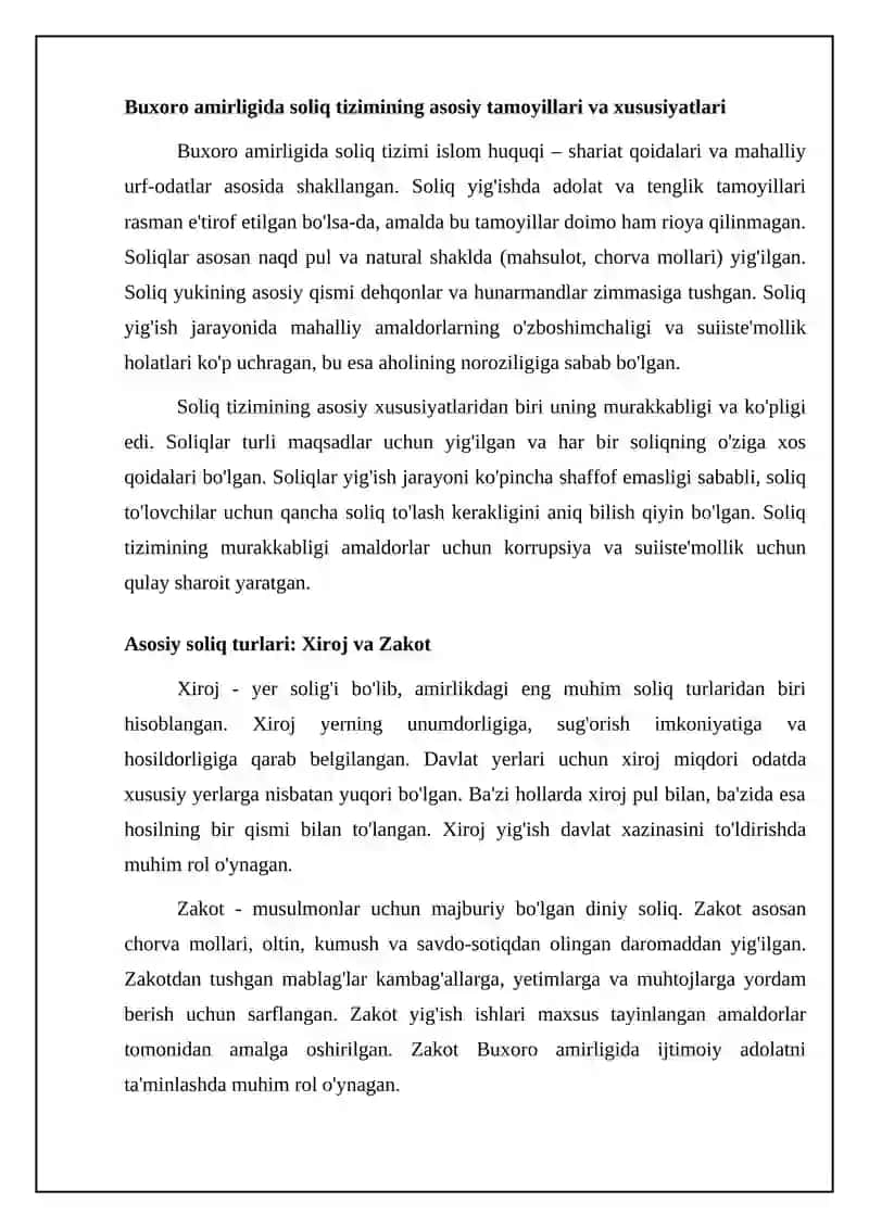 Buxoro amirligida soliq tizimi va huquqiy munosabatlar 4