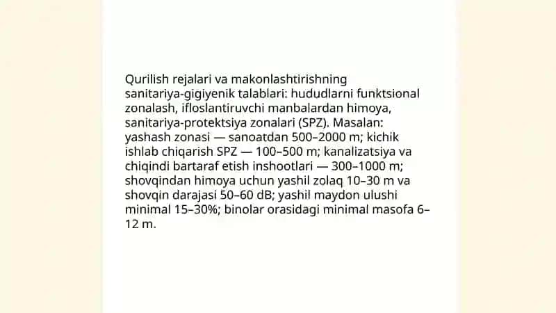 Maʼmuriy mintaqa mavzelarini qurilish tizimini gigiyenik baholash 4