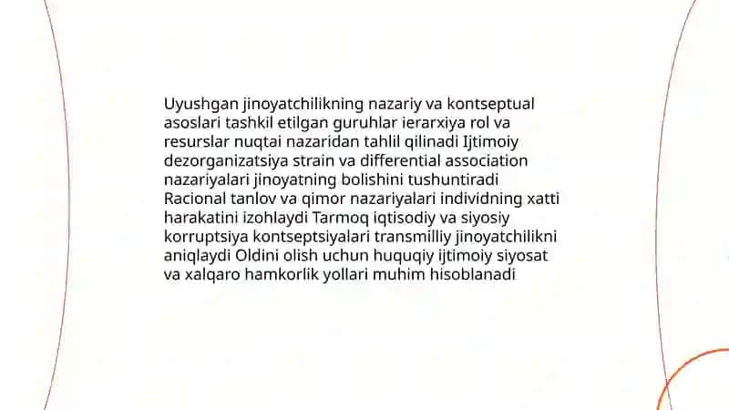 Uyushgan jinoyatchilikning kriminologik tavsifi va uning oldini olish 4