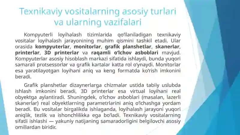 Kompyuterli loyihalashning texnikaviy vositalari 4
