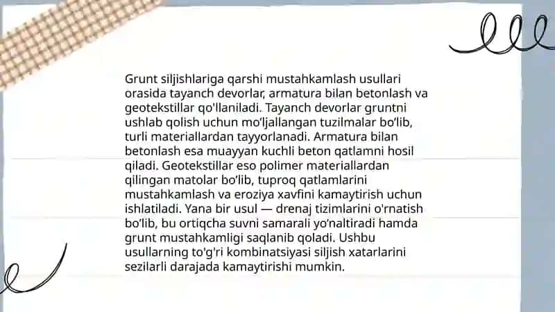 Bog‘lanishli gruntlarning siljishiga qarshi mustahkamligini aniqlashga oid usullar 4