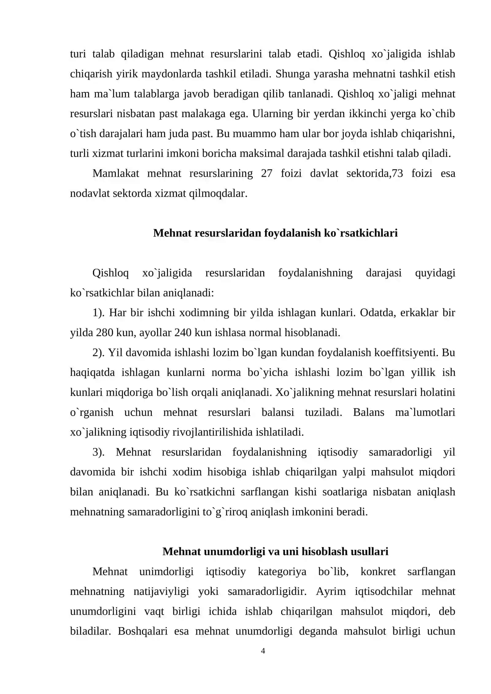 Qishloq xo`jaligi mehnat resurslari 4