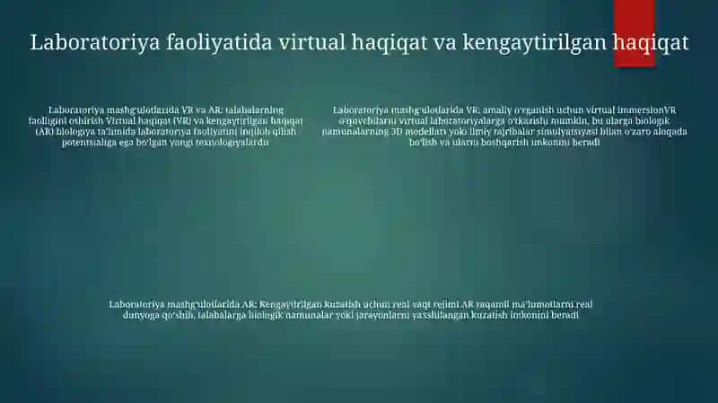 Biologiya Darslarida Laboratoriya Mashg’Ulotlarini 4