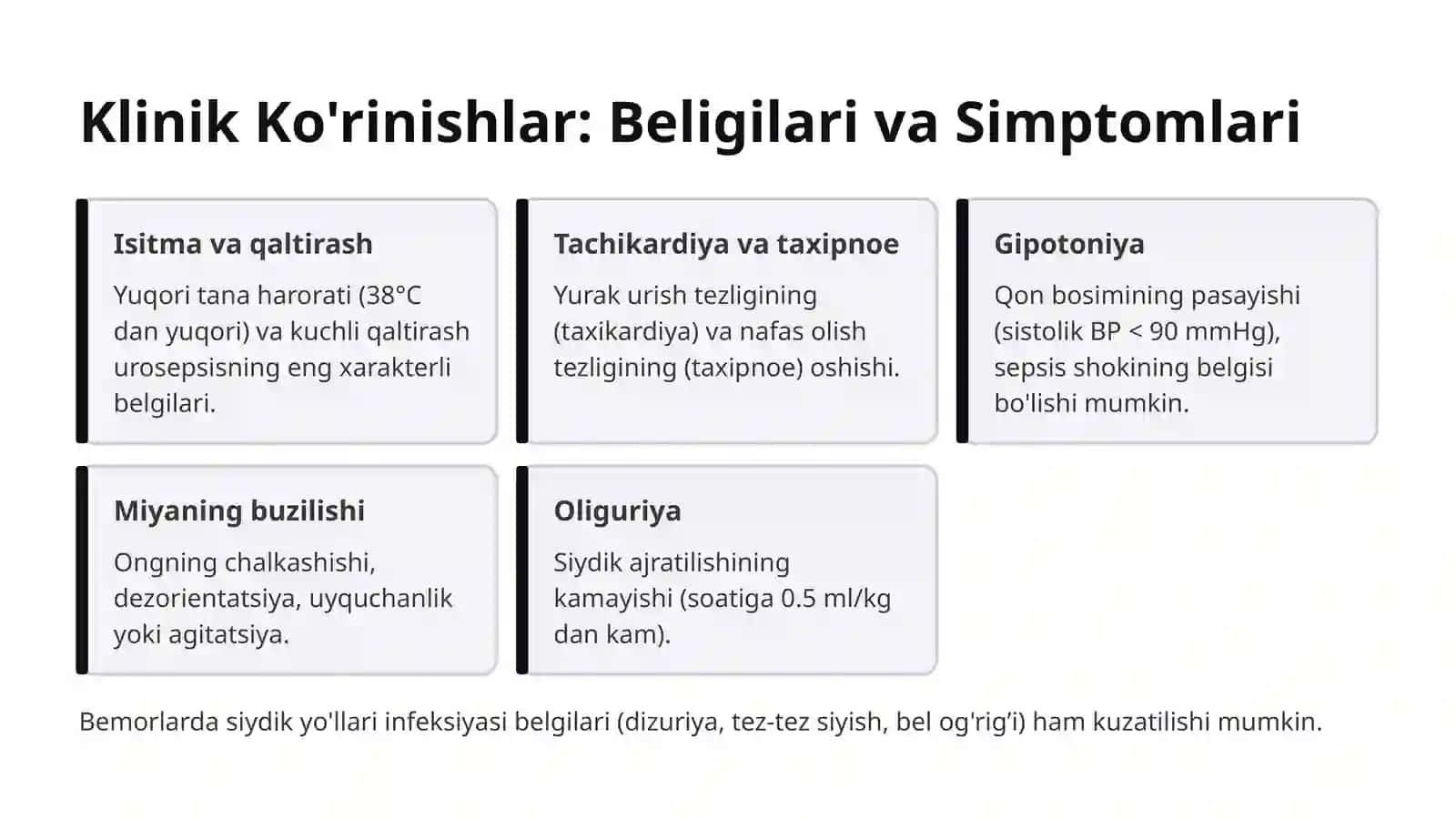 Urosepsis siydik-tanosil tizimi infeksiyasining og‘ir shakli 4