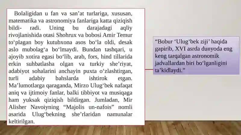Mirzo Ulug‘bekning marifatparvarlik faoliyati 4