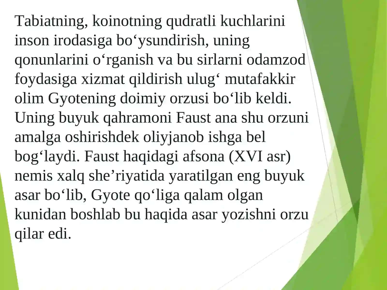 Gyotening “Faust” asarida umuminsoniy g’oyalar. 4