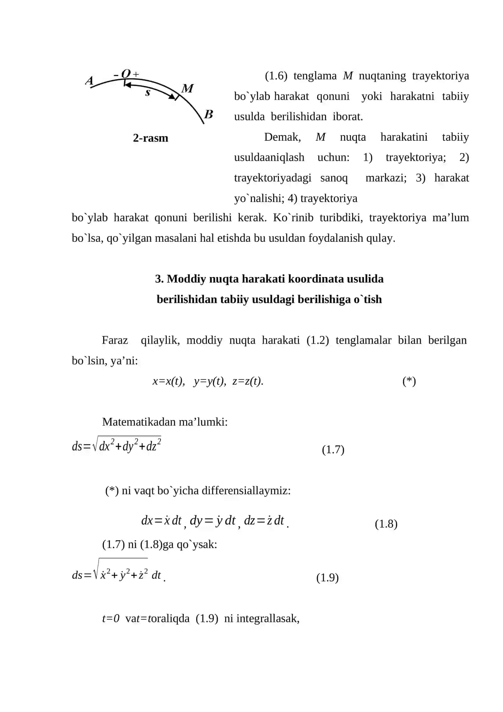 MODDIY NUQTA KINEMATIKASI, NUQTANING TEZLIGI VA TEZLANISHI 4