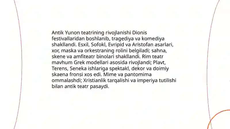 Teatr san'ati va uning rivojlanish bosqichlari 4